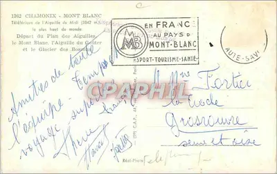 Chamonix - Mont Blanc — Teleferyk Aiguille du Midi (3842 m) — C.A.P. n° (59) — Rewers