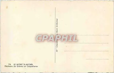 Pescadores de Grèves e Coquetières — Mont Saint-Michel — Editor M. Chevalier, n° 76 — Verso