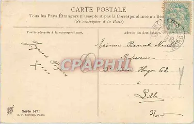 Páscoa — ovos, salgueiro e flores — K. F. Éditeurs, Paris, Série 1471 — Verso