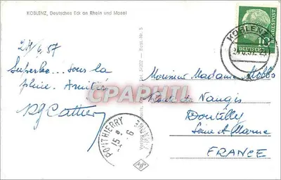 Koblenz, Deutsches Eck an Rhein und Mosel — wydawca Verlag Thierry, n° 34/202 — Rewers