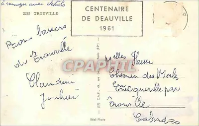 Trouville — Herinnering aan Trouville — Real foto — Achterkant
