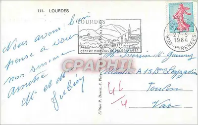 Lourdes — Jaskinia, Najświętsza Maryja Panny z Lourdes i święte miejsca — Wydawnictwo P. Douard, S. Place Peyrou — Rewers