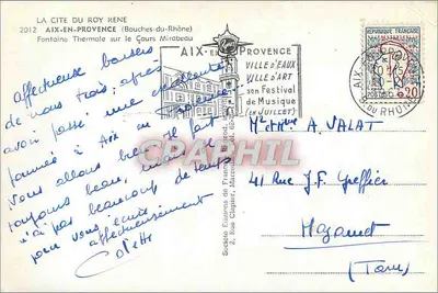 Aix-en-Provence — Fontaine Termal na Avenida Mirabeau — Sociedade Edições da França — Verso