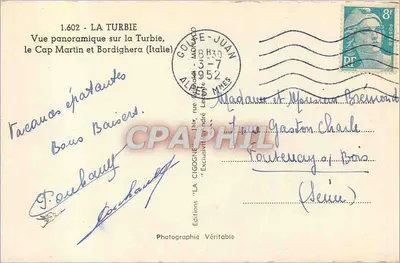 La Turbie — Panoramablick auf den Cap Martin und Bordighera (Italien) — Éditions La Cigogne — Rückseite