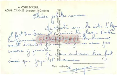 Cannes - O porto e a Croisette — AG 98 — Les Éditions Cimiez, Nice — Verso