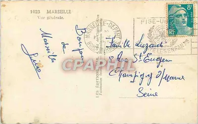 Vista generale di Marsiglia — Edizioni Boche — n°1023 — Verso