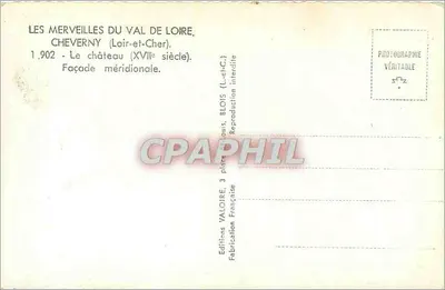 Zamek Cheverny — Façada południowa — Éditions Valoire, Francja — Rewers
