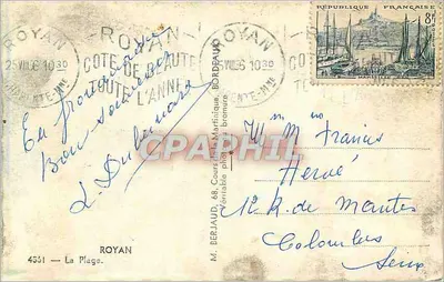 A Praia de Royan — vista aérea — M. Berjaud, editor, n° 4501 — Verso