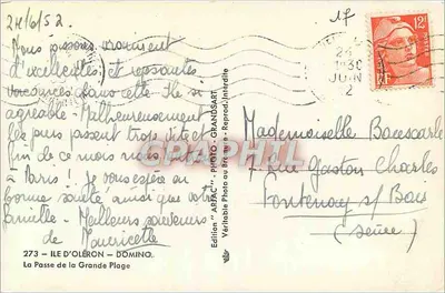 Eiland Oléron — La Passe de la Grande Plage — Uitgave 'ARIJAC' — n°273 — Achterkant