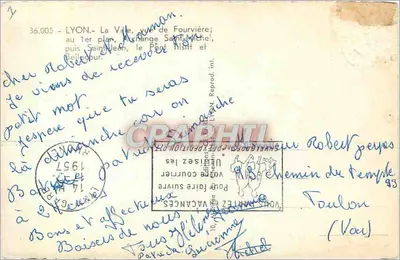 Widok z Lyonu — z szczytu bazyliki Najświętszej Maryi Panny Fourvière — wydawca LYON, n° 36.005 — Rewers
