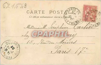 O Arco do Triunfo e os Campos Elísios — Paris — editor desconhecido, número de série não visível — Verso