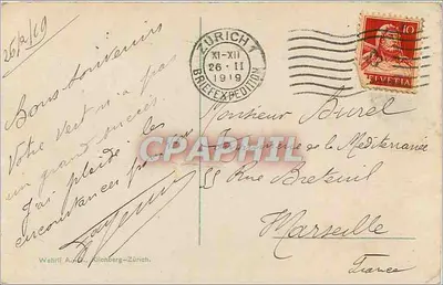 Zúrich. Am Alpensüd — vista del lago con barcos — editor Wehli A., Kilchberg-Zúrich, n° 22023 — Reverso