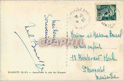 Biarritz (B.P.) — View of the Basque Coast — Publisher Cim — Back