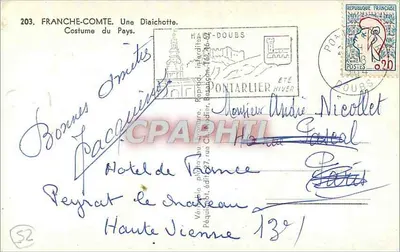 Franche-Comté — Une Diaichotte. Costume du Pays. — Péquoi, n°203 — Verso