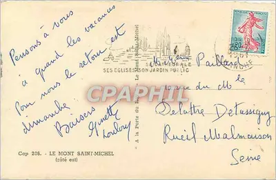 Le Mont Saint-Michel — vue du côté est — Cap 208 — Verso