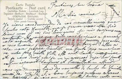 Dois pássaros entre flores rosas — Porte Bonheur — União Postal Universal — Verso