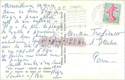 Costa de Argent — Ponta do Médoc — Pôr do Sol no Oceano — Edições A. Gilbert — Verso