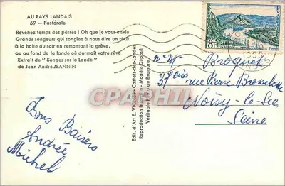 Pays Landais — Pastoraux — Edizione d'Arte E. VIGNE — n° 59 — Verso