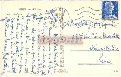 Vista de Gien visto de Avion — Vista geral — Edições de Luxe, Paris — Verso