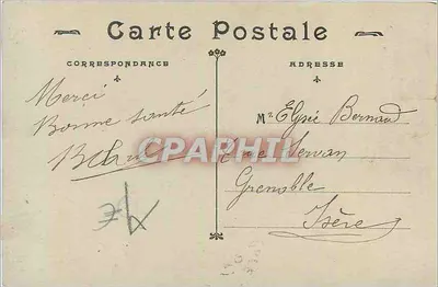 Quatro homens em um trevo — carte postale com selo francês — editor não visível — Verso