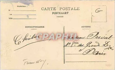 Bruxelles. Stazione del Mezzogiorno — vista della stazione con tram n°1008 e carrozza — editore Carte Postale, n°1008 — Verso