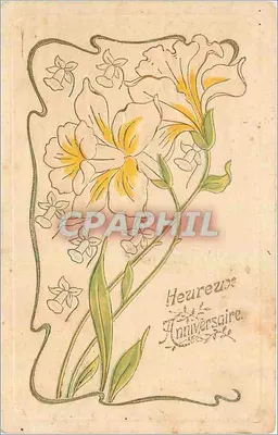 Flores de íris — Aniversário — Carta postal