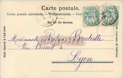 Bilhete postal antigo Cygnes — Verso