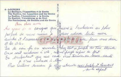 Lourdes — Aparición de la Virgen María — Edición AS DE CEUR — Reverso