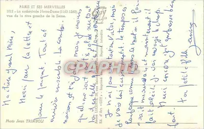 Notre-Dame w Paryżu — widok z lewej strony Seiny — Foto Jean Trimboli — Rewers