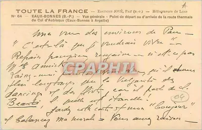Eaux-Bonnes — Vista geral — Edições Jové, Pau — Verso