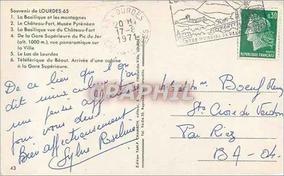Lourdes — vista panorâmica e locais — editor YANF CHAMBON, n°43 — Verso