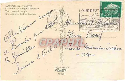 Lourdes — A Virgem Coroada — Comlier, n° 105 — Verso