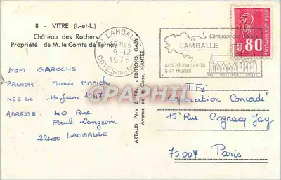 Zamek na Rochers — Właściciel Pana hrabiego de Ternay — Gaby, Nantes — Rewers