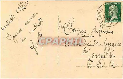 Cauterets — Most Hiszpański — widok na kamienne mosty nad kanionem z wodospadem — wydawca nieznany, numer serii 61 — Rewers