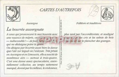 Bourrée auvergnate — tradycyjna tancerka — CARTES D'AUTREFOIS — Rewers