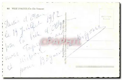 Cidade de Argel — navio da Cie Gle Transat — editor Ryner, n° 851 — Verso