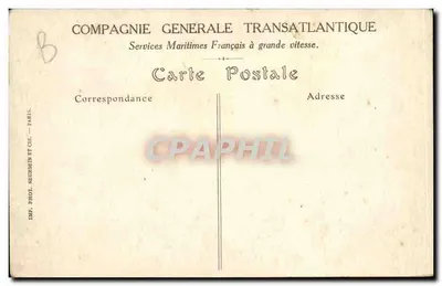 Ogród d'Héeer — Liner « Lafayette » — Compagnie Générale Transatlantique — Rewers