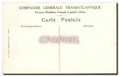 Salão das 2<sup>ª</sup> classes — Navio rápido « Lafayette » com 4 hélices — Compagnie Générale Transatlantique — Verso