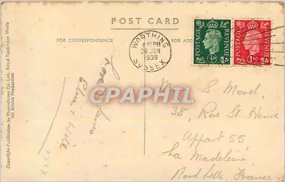 Worthing, Bandstand, Pontão e Promenade — Royal Photchrom Co. Ltd. — n° 80384 — Verso