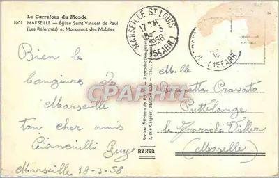 Igreja de São Vicente de Paulo — Marselha — Editor Le Carrefour du Monde, n° 1001 — Verso