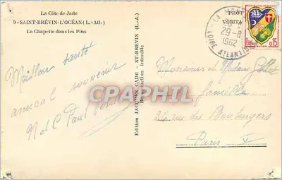 La Chapelle dans les Pins — Saint-Brevin-l'Atlantique — Edição Jacques Cadé — Verso