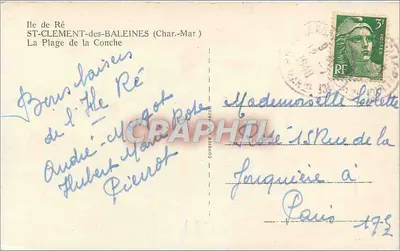 A Praia da Concha — Saint-Clement-des-Baleines (Ilha de Ré) — Cinq — Verso