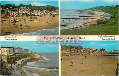 Walton-on-the-Naze — Hippkins Beach, Marine Parade, Cliff and Promenade, Southcliff Beach — Harvey Barton Viewcard