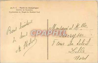 Las Compiègne — Las Armistycyjny — Lokalizacja wagonu Marszałka Foch — Rewers