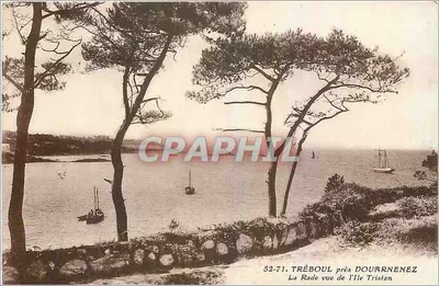 Tréboul perto de Douarnenez — A Baía vista da ilha Tristan — J. Nozais, Ed. 18, Avenida Carnot, Nîmes