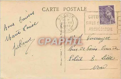 Roanne - Praça do Palácio de Vila — editor Stéidal, n° 5004 — Verso