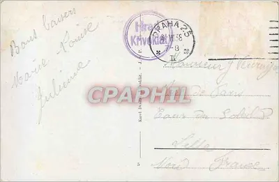 Zamek w Krivoklát — widok panoramiczny — wydawca Karel Dvorský, nr 5 — Rewers