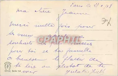 Dobry i szczęśliwy rok — dekor z gałęzi świerka i jesionu — Wiedeń, seria 729 — Rewers