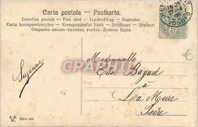 Mulher em retrato — carta postal da série 332 — A.S. W. — Verso