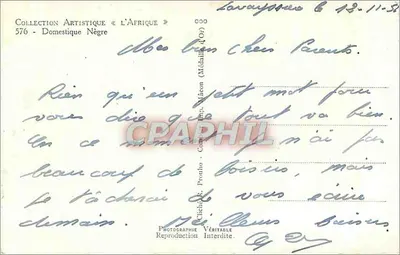 Homem negro — Etíope ou Somalí — Coleção Artística «África» n°576, editada por P. Pivry — Verso